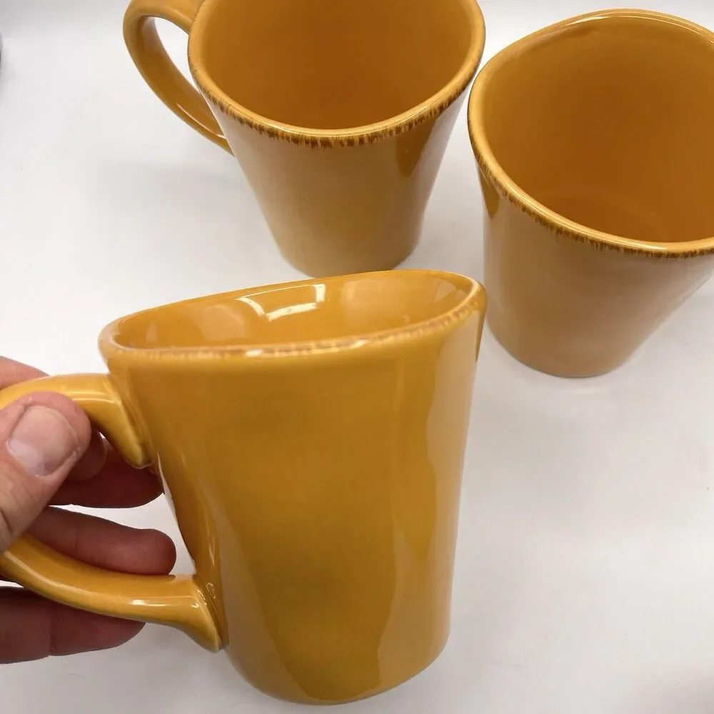 PIER 1 Earthware Elemental Coffee Mugs | Honey Color | 12 oz | Set of 4